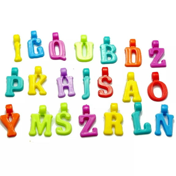 U8MO 200 Assorted Colorful Acrylic Alphabet Letter Charm Pendants 17mm