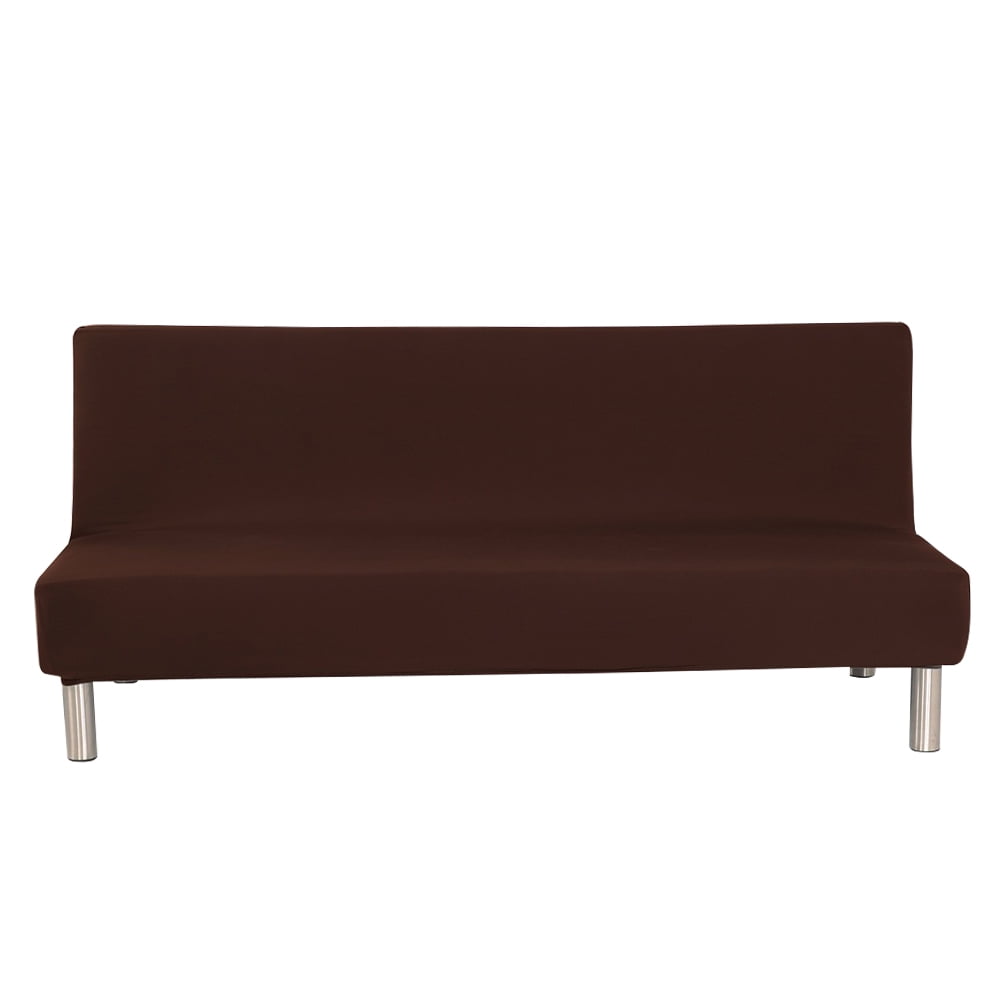 SHANNA Futon Slipcover Armless Sofa Covers Stretch Sofa Bed Slipcover Protector Elastic (Brown)