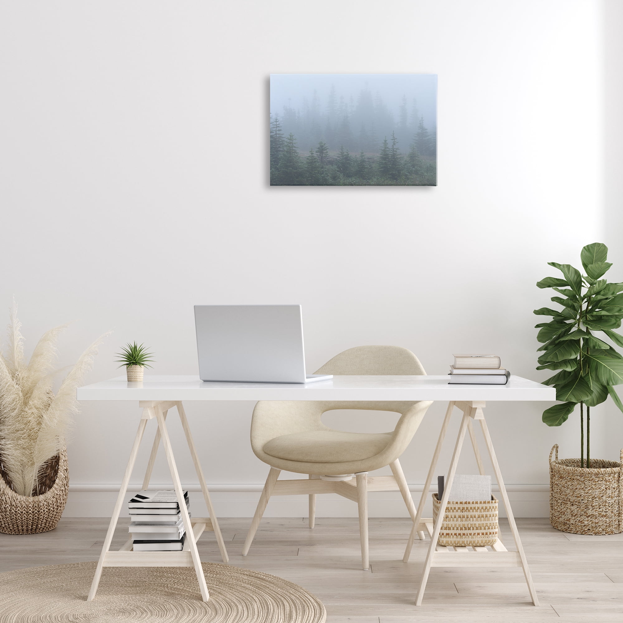 Stupell Industries Foggy Forest Trees Landscape Photography Gallery Wrapped Canvas Art Print Wall Art, 24 x 16