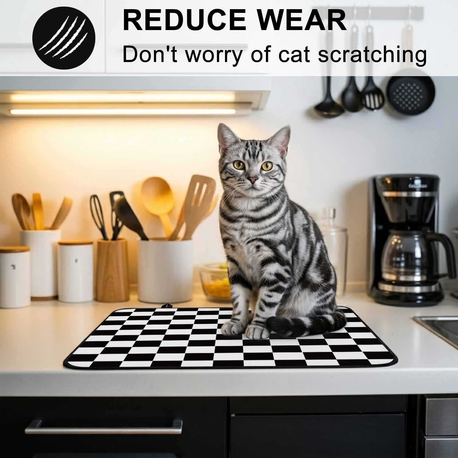 Simple Black White Checkered Stove Top Cover for Electric Stove, Heat-proof & Non Slip Glass Top Stove Cover Protector, Lattice Buffalo Plaid Kitchen Flat Cooktop Rubber Mat 36x21 Inches