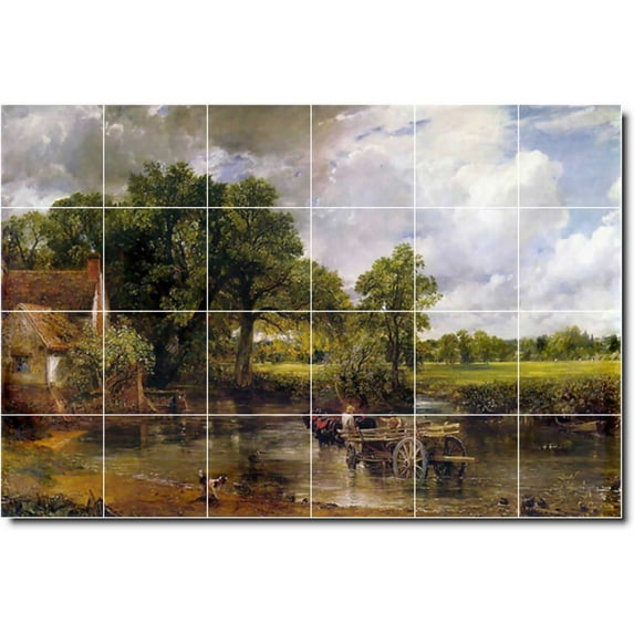 Ceramic Tile Mural-John Constable Village Painting 87. 48" w x 32" h using (24) 8 x 8 ceramic tiles