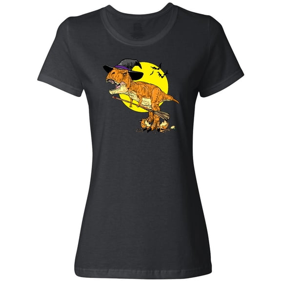 Inktastic Roaring Tyrannosaurus Rex Witch on Halloween Women's T-Shirt