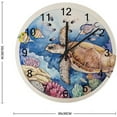 thumbnail image 3 of Dreamtimes Silent Wooden Round Wall Clock, 12 Inch Watercolor Coral Reef Fish Turtle Non Ticking Battery Operated Clocks for Home Office Living Room Bedroom, 3 of 3