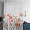 thumbnail image 5 of Orange Spring Floral Semi Sheer Curtains Drapes for Living Room, Bedroom, French Doors Window 108 Inches Long, Watercolor Summer Botanical Rod Pocket Chiffon Curtain Drapery Voile Draperies Panel, 5 of 6