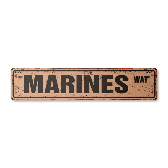 MARINES Vintage Aluminum Street Sign marine corps usmc novelty road rustic metal tin | Indoor/Outdoor | Â 30" Wide