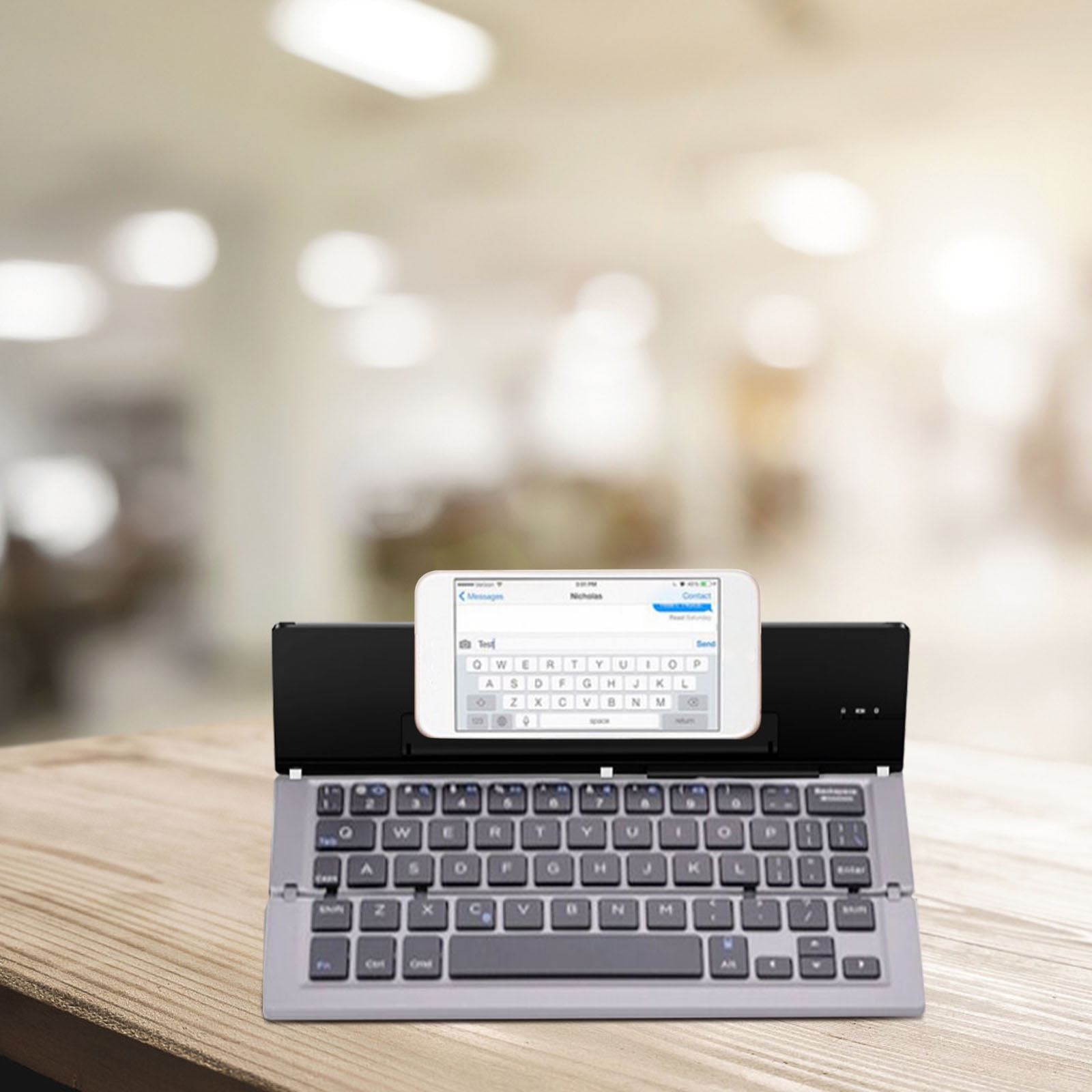 Mini Portable Wireless Bluetooth Keyboard Aluminum Alloy Foldable Rechargeable Keyboard Travel Office Home With Stand