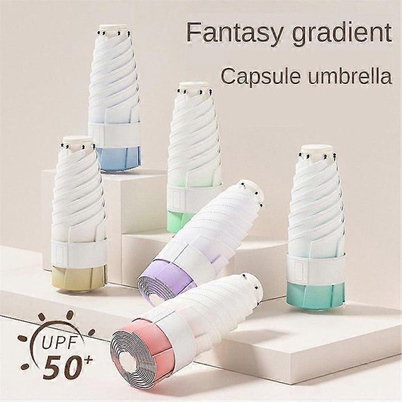 New Mini Umbrella Super Light Flat Six-fold Gradient Sunny Portable Ins Sunshade Protection Umbrella Pocket UV Cute