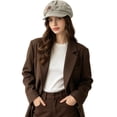 thumbnail image 2 of Umfun Women's Winter Newsboy Hat Corduroy Cabbie Cap with Decorative Patch Faux Leather Snap Elastic Back Warm Fall Cold Weather Vintage Casual Hats for Daily Commute Outdoor Travel, 2 of 8