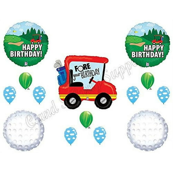 GOLF FORE YOUR Birthday Party Balloons Decoration Supplies Cart Man Clubs Ball