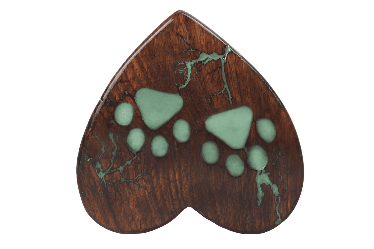 CRAFT INDIA Wooden Heart Cremation Urn for Pet Ashes, Handmade Mini Memorial Keepsake Box