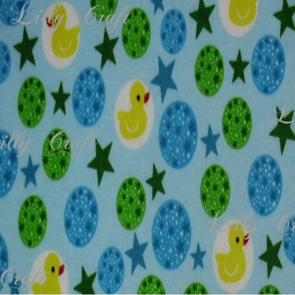 Flannel Ducks And Stars On Blue 45 Inch Fabric By The Yard