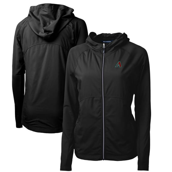 Women's Cutter & Buck Black Arizona Diamondbacks Adapt Eco Knit Hybrid Recycled Full-Zip Hoodie