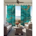 thumbnail image 4 of Turquoise Marble Blackout Curtains, Light Blocking Print Window Curtains, Farmhouse Modern Abstract Aesthetic Thermal Insulated Window Drapes for Living Room Kitchen Cafe 2 Panels, 84"W x 63"L, 4 of 9