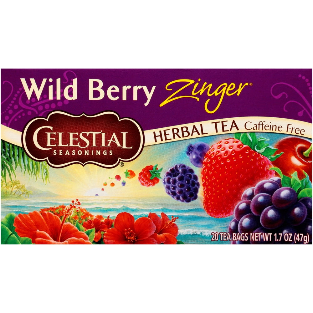 Celestial Seasonings Wild Berry Zinger Caffeine-Free Herbal Tea Bags, 20 Count