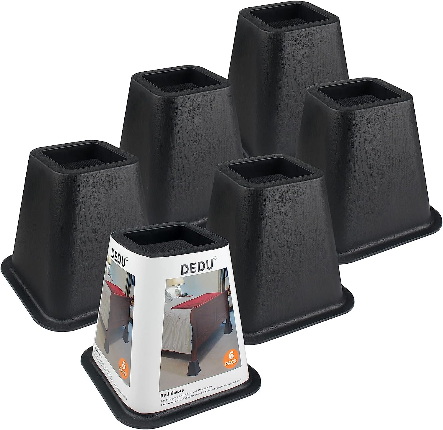 DEDU Bed Risers 6 Inch Heavy Duty 6 Pack Furniture Risers for Sofas