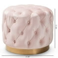 thumbnail image 3 of Bowery Hill Modern Tufted Velvet Ottoman in Light Pink and Gold, 3 of 5