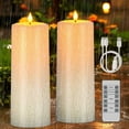 thumbnail image 1 of PChero Large Flameless Candles with Remote Timer, 10" x 4" Solar Powered USB Rechargeable LED Flickering Fake Pillar Candles Outdoor Waterproof with Dusk to Da, 1 of 15