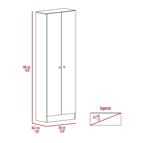 FM FURNITURE Virginia Double Door Storage Cabinet, Five Shelves