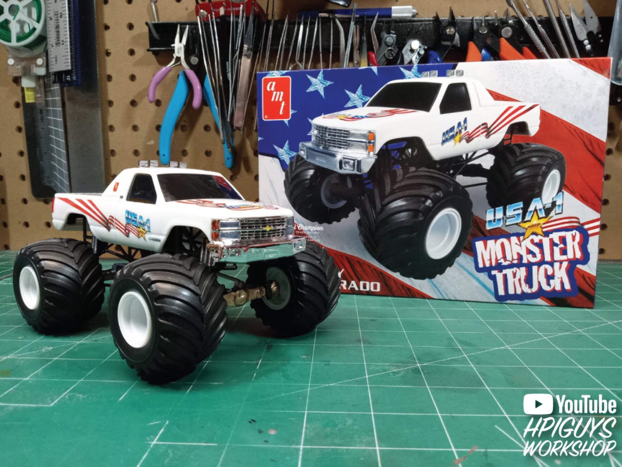 Skill 1 Snap Model Kit Chevrolet Silverado "USA-1" Monster Truck 1/32 Scale Model by AMT