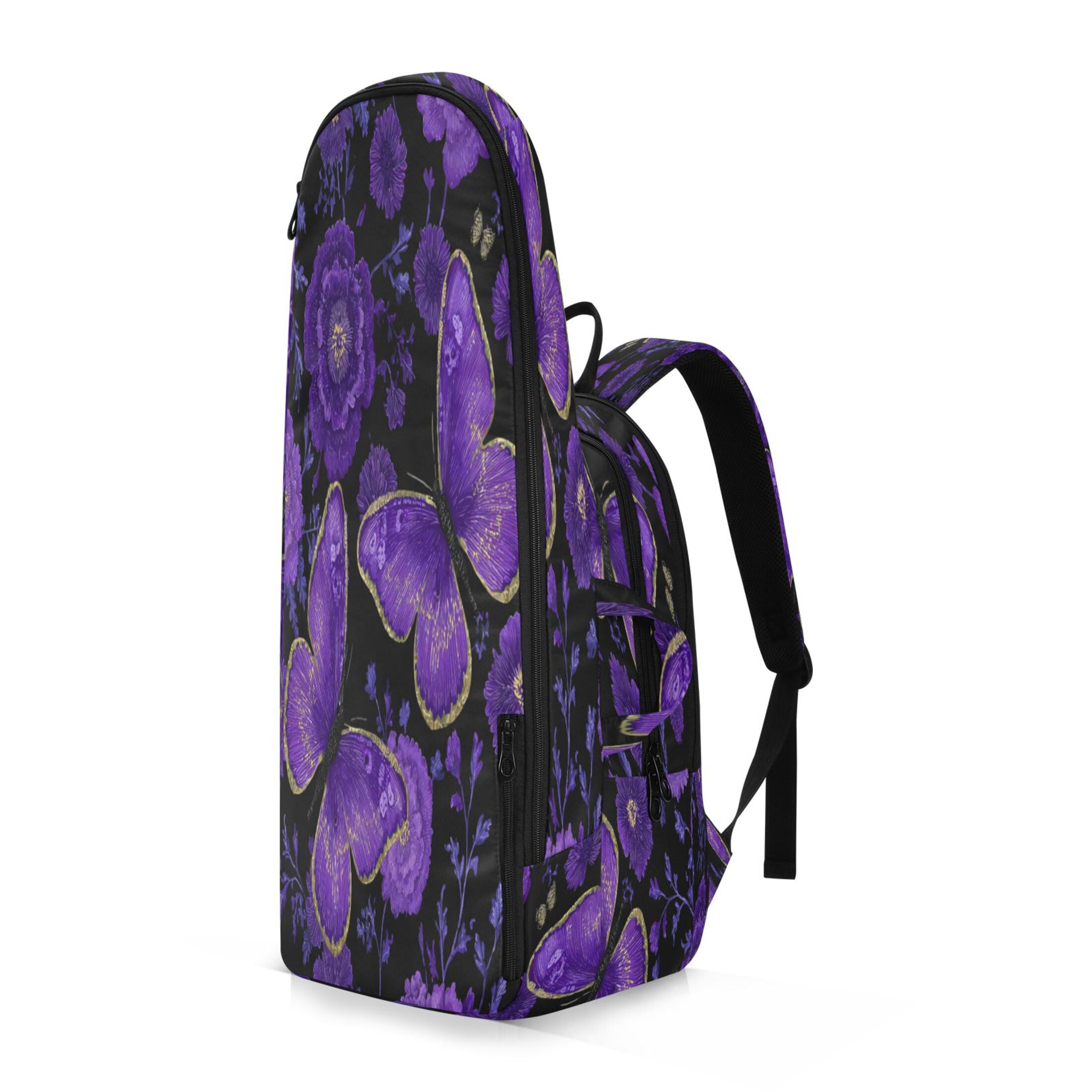 2 Racquet Holder Tennis Backpack Tennis Racket Covers Gym Bags Retro Purple Butterfly and Flowers