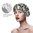 thumbnail image 2 of Kdxio Moose Squirrel owls tree Print Shower Cap for Women,Elastic and Reusable,Double Waterproof Layers Bathing Hat, 2 of 6