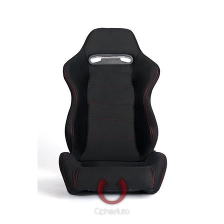Auto  Black Cloth with Red Stitching Universal Racing Seats