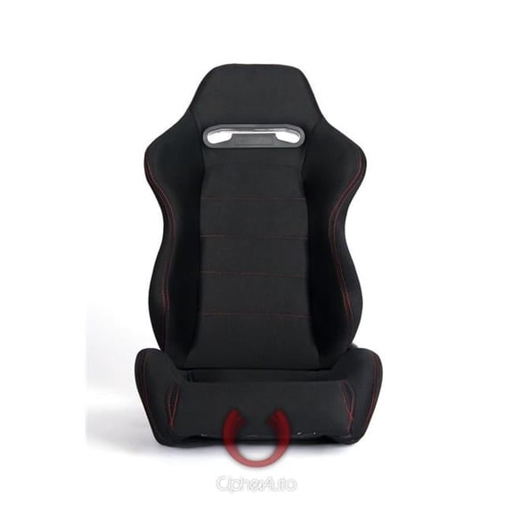 Auto  Black Cloth with Red Stitching Universal Racing Seats
