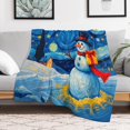 thumbnail image 5 of NIANHE Snowman with Gift in Winter Landscape blanket, comfortable and soft, warm casual blanket, printed design, winter sofa dormitory home decoration, must-have travel product. Size is 50x60 inches., 5 of 9