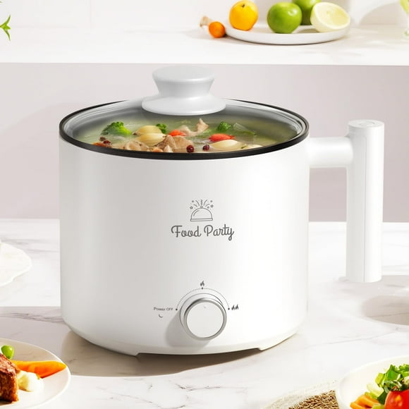 Marmite Électrique pour Cuisiner Ramen Cuiseur 1.8L Essentiels pour Dortoir Universitaire Marmite Shabu Shabu Pot 110V Cuiseur de Nouilles Antiadhésif