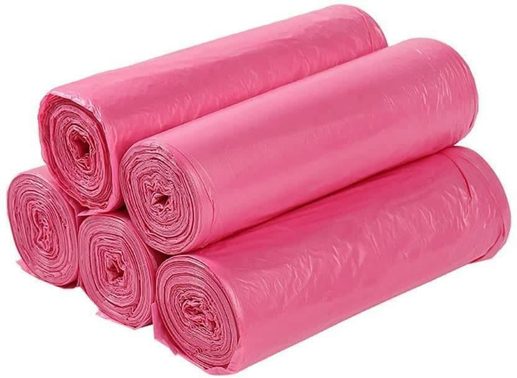 5 Rolls Small Trash Bags - 100 Counts Durable 4 Gallon Small Garbage Bags  for home office kitchen Bathroom Bedroom Trash Can liners（Pink）