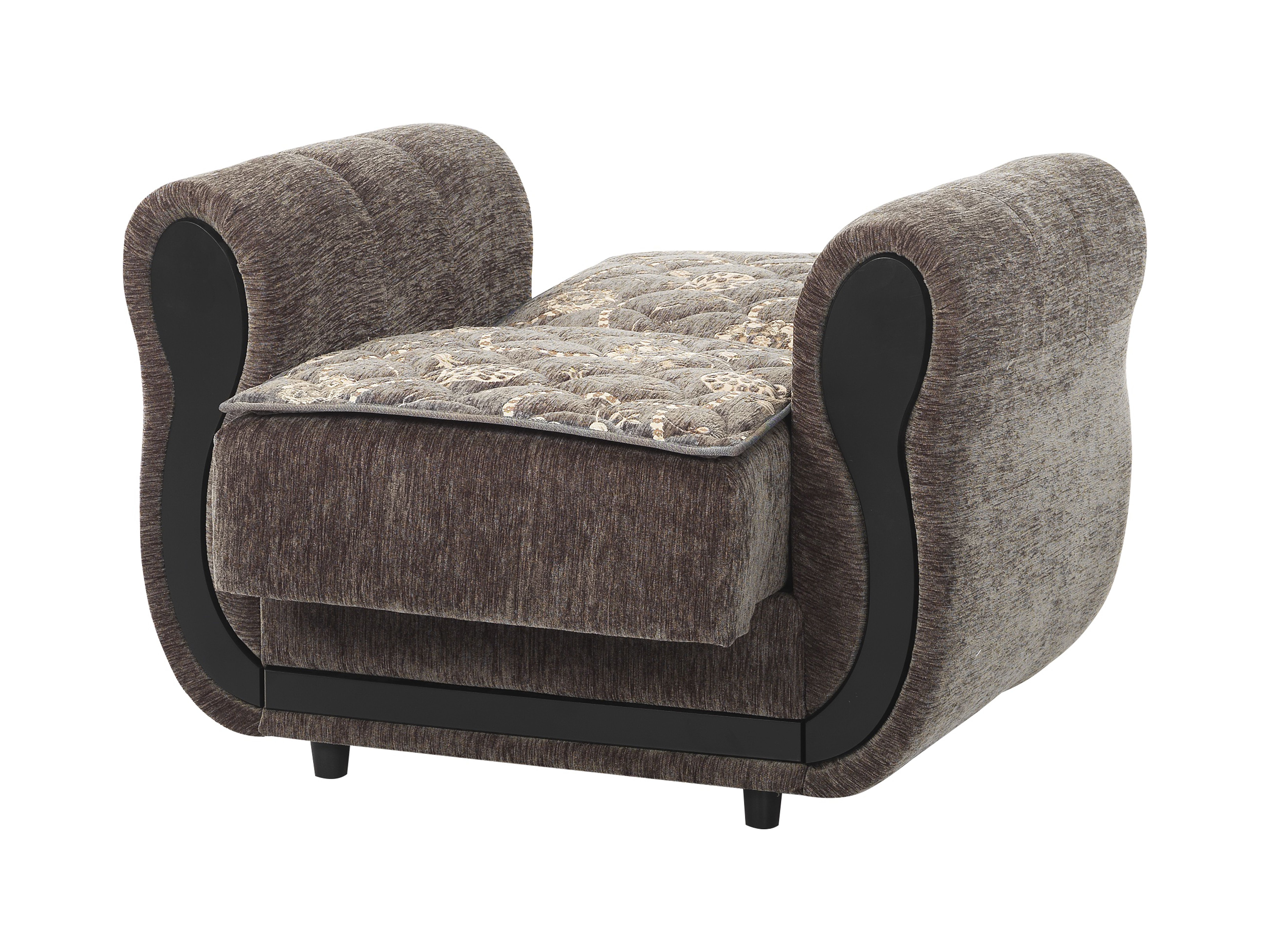 Ottomanson Convertible Accent Armchair with Hidden Storage, Firm Comfort Seating, Gray