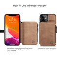thumbnail image 5 of Casus Leather Wallet Back Zipper Magnetic Flip Cover Card Holder Case for iPhone 12 mini - Brown, 5 of 10