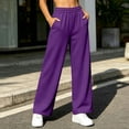 thumbnail image 2 of CaComMARK PI Wide Leg Sweatpants for Women High Waisted Baggy Pants Lightweight Straight Leg Casual Pants with Pockets Purple, 2 of 8