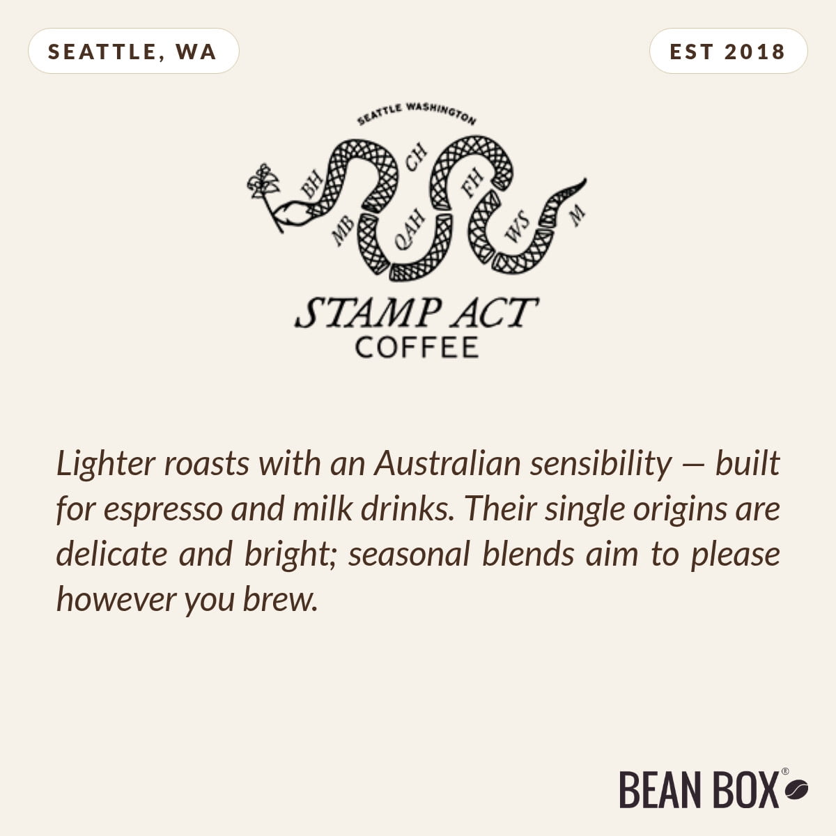 Milk Money - Roasted by Stamp Act - Whole Bean Coffee - 12oz Bag