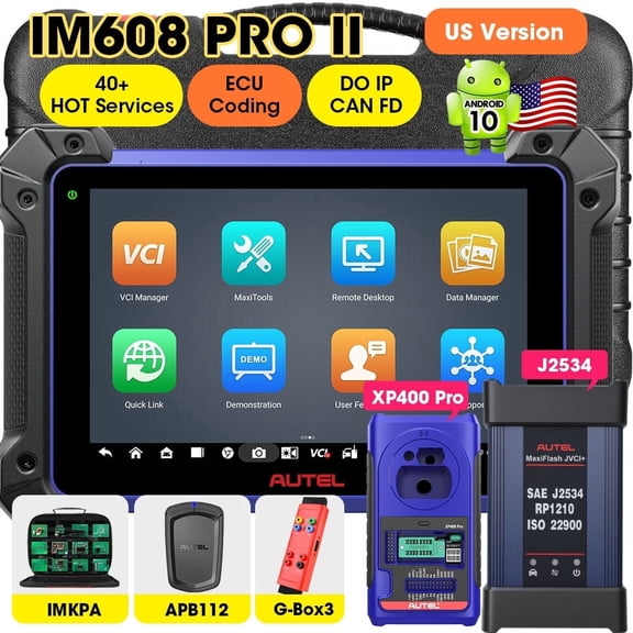 Autel MaxiIM IM608 II Key Fob Car Diagnostic Scan Tool with XP400 PRO, Advanced , CANFD/DoIP, with Free MKPA-KIT, G-BOX2 & APB112
