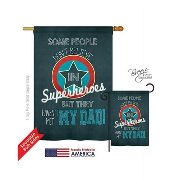 Breeze Decor 15104 Superhero Dad 2-Sided Vertical Impression House Flag - 28 x 40 in.