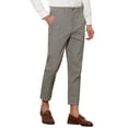 thumbnail image 4 of INSPIRE CHIC Plaid Cropped Pants for Men's Flat Front Ankle Length Checked Dress Pants 32 Gray, 4 of 5
