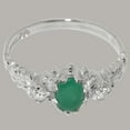thumbnail image 6 of LBG British Made 10k White Gold Natural Emerald & Diamond Womens Anniversary Ring - 33 size options - Size 7.75, 6 of 9