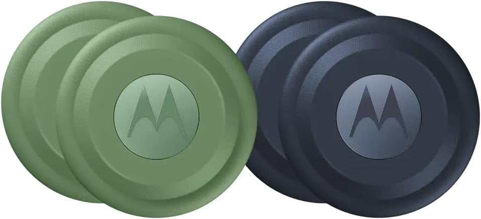 Moto Tag XT2445-1 Battery Powered Item Finder, 4-Pack - 2X Blue, 2X Green