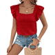 thumbnail image 2 of Top de Mujer con Cuello Cuadrado y Volantes de Corta, Color Rojo, Talla L, 2 of 10