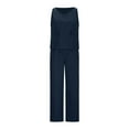 thumbnail image 4 of REORIAFEE Two Piece Workout Sets for Women Summer Work Outfits Sleeveless Tank Crop Top Cropped Wide Leg Pants Set Suit Pockets Navy M, 4 of 6