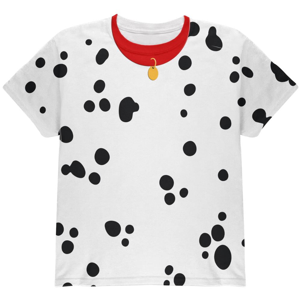 Halloween Costume Dalmatian with Red Collar Mens Long Sleeve Sublimation T  Shirt with Dog Ears Headband - ShopperBoard