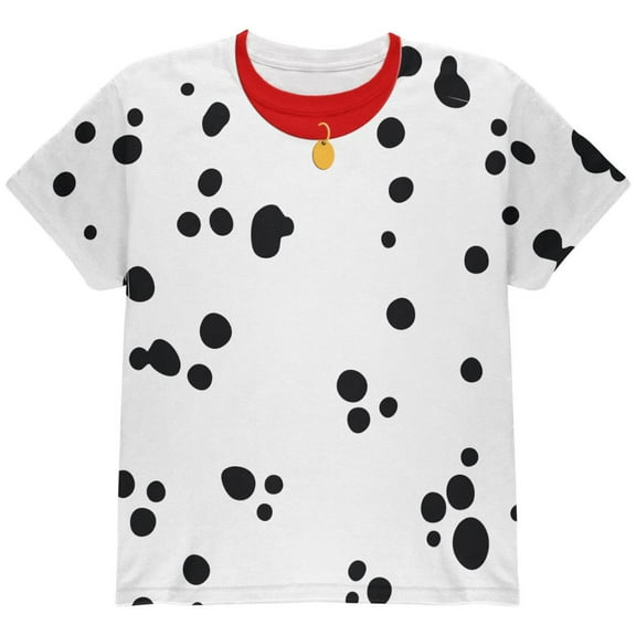 Halloween Dalmatian Costume Red Collar All Over Youth T Shirt
