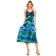 thumbnail image 5 of Sakkas Adela Women's Tie Dye Embroidered Adjustable Spaghetti Straps Long Dress - Turquoise - S/M, 5 of 5