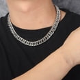 thumbnail image 3 of Men Necklace Thick Wide Chain Titanium Steel Luster Smooth Hypoallergenic Metal Hip Hop Style Jewelry for Club Party, 3 of 8