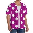 thumbnail image 2 of Fotbe Purlpe And White Polka Dot Camisa Estampada de Manga Corta para Hombre, Casual de Verano, Estilo Playero, Sin Arrugas-Medium, 2 of 5