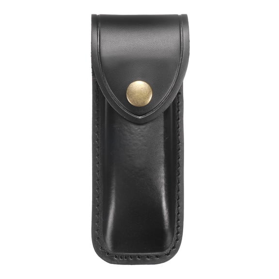 Uxcell Leather Knife Sheath 5.71" with Hole for Belt Folding Knife Camping Outdoors, Black