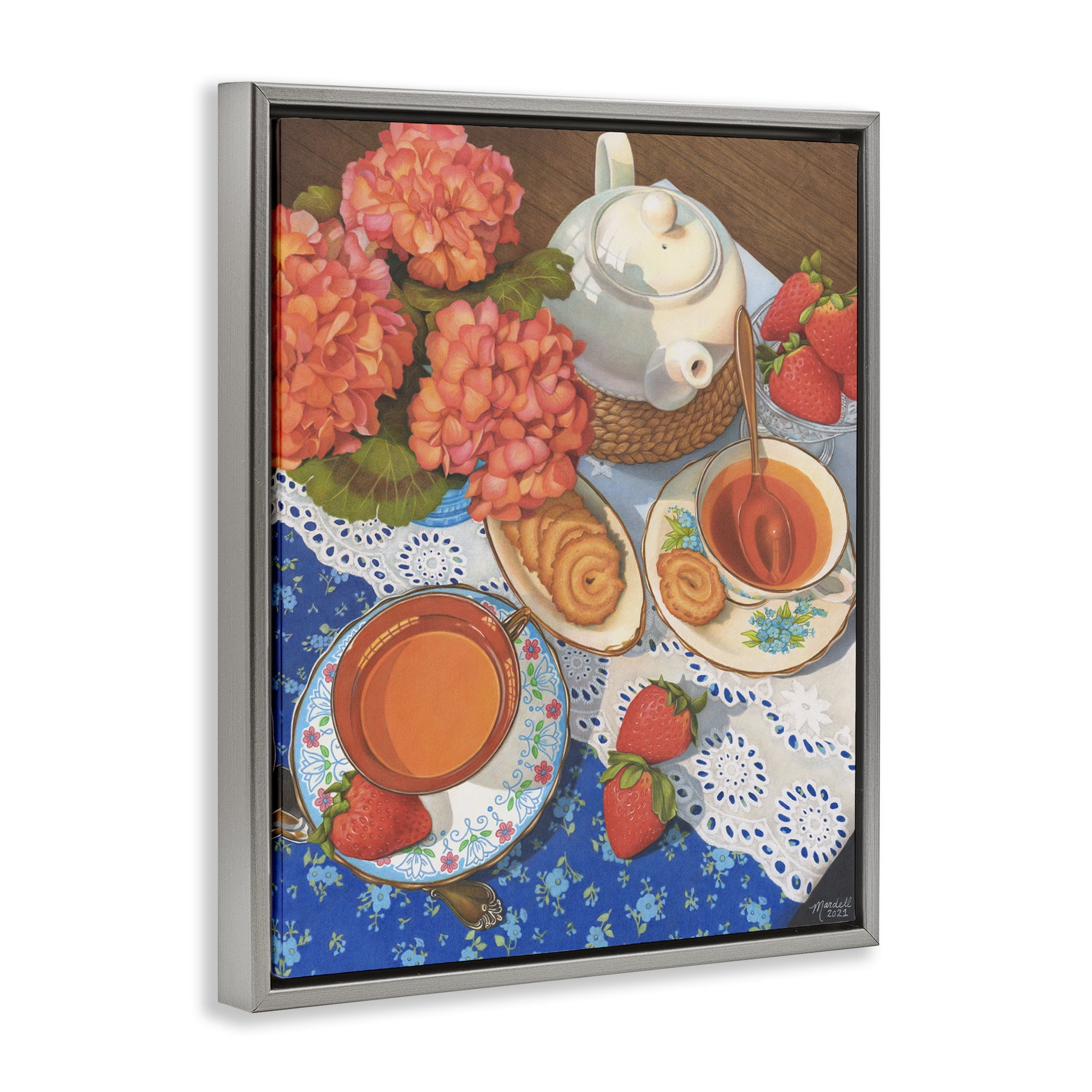 Stupell Industries Country Tea Time Food & Beverage Painting Gray Floater Framed Art Print Wall Art, 25 x 31