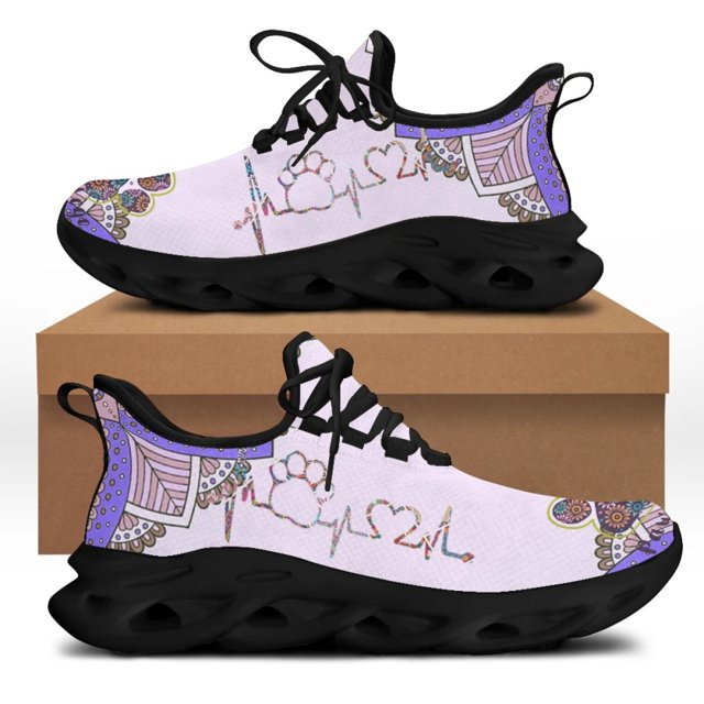 Zapatillas deportivas con estampado de perro caliente para mujer, blancas, negras, con suela bonita, ligeras, con cordones y estampado de colores