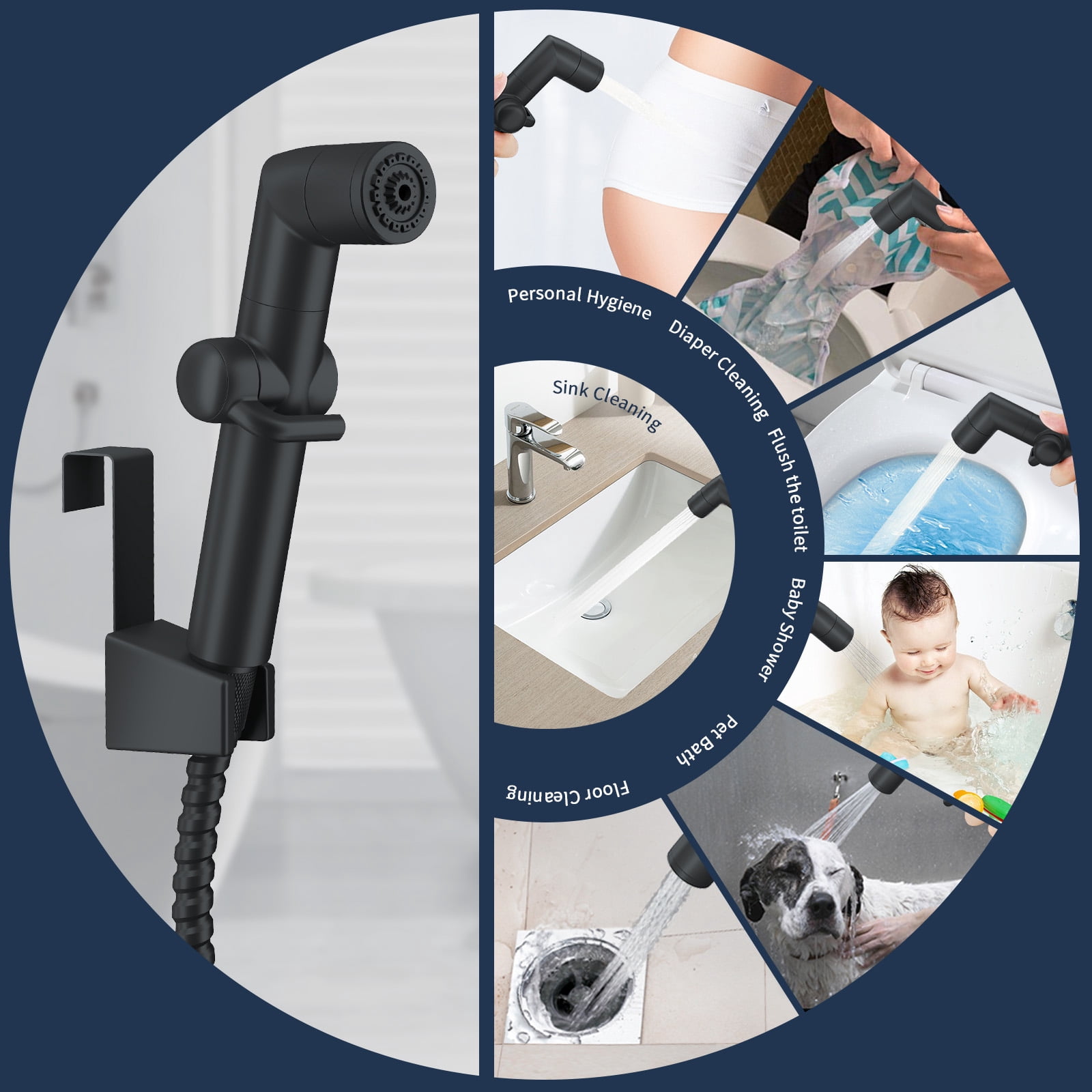 KAIYING Handheld Bidet Sprayer for Toilet, Baby Cloth Diaper Sprayer, Toilet Sprayer Attachment(Mate Black)